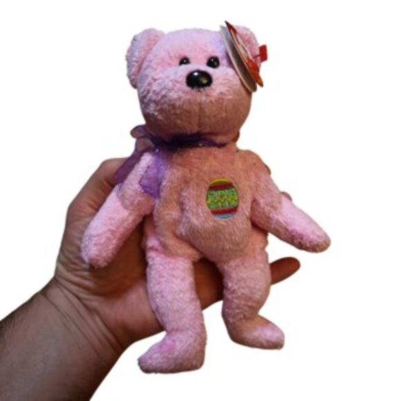 TY Beanie Baby “Eggs” 2000 Pink Easter Bear Retired Embroidered Egg MWMT - Picture 4 of 11